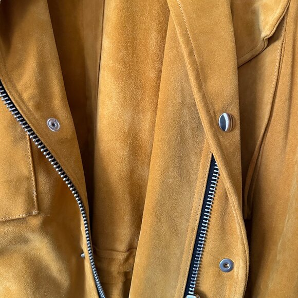Caramel Oversized Suede Jacket w/adjustable fit and pockets - Picture 14 of 16